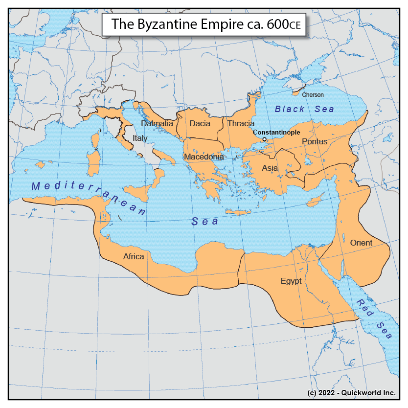 The Byzantine Empire in 600ad