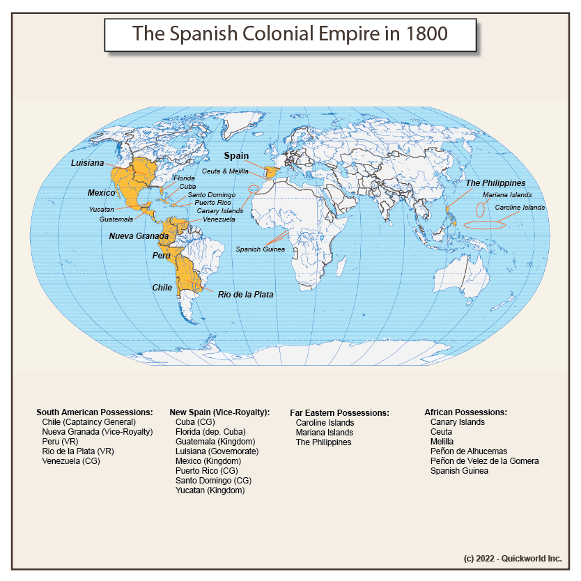The Spanish Colonial Empire in 1800