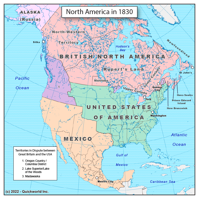 North America in 1830