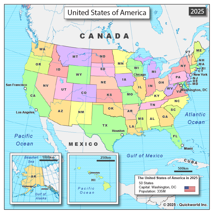 50 States Of America Map List Of 50 States Capitals And Population Of 50 States Of America Map List Of 50 States Capitals And Population Of
